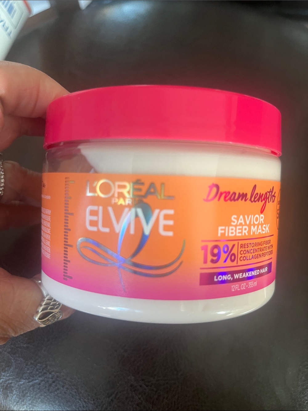 L'Oréal Elvive Savior Fiber Mask in Hot Pink & Orange Jar